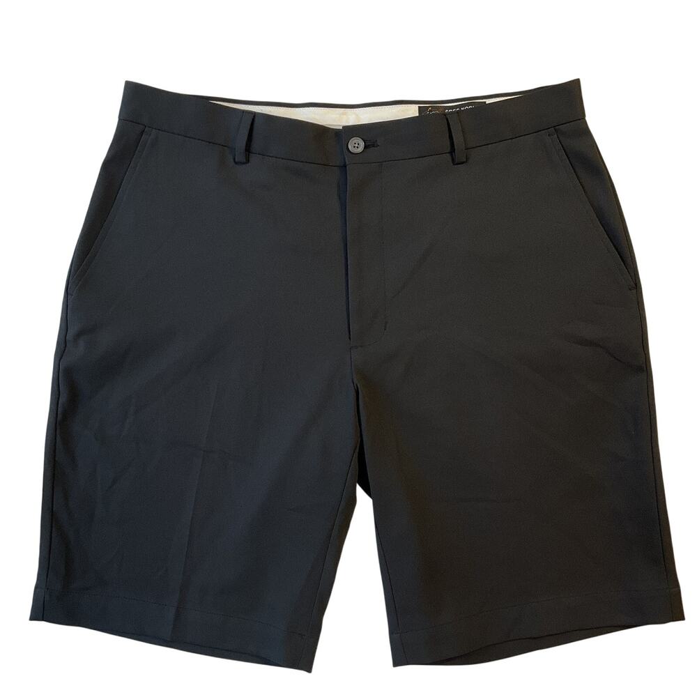 Greg Norman Men Shorts Size 34 Black Chino Golf Logo 10" Inseam Stretchy